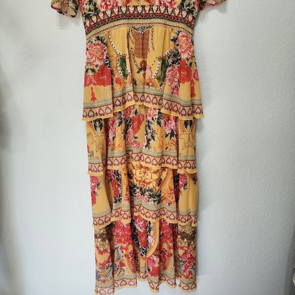 B&S Bohemian Yellow Coastal Cowgirl Maxi Dress Size XL - Picture 4 of 7